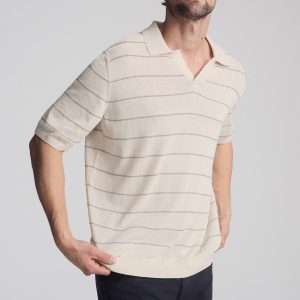 POLO SHORT SLEEVE SWEATER IN ANTIQUE WHITE