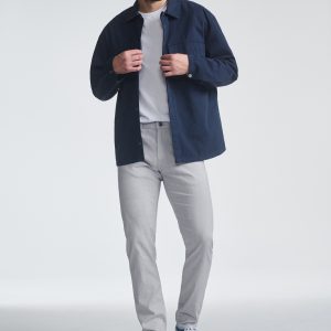 JAKE SLIM LEG IN GREY LINEN STRIPE