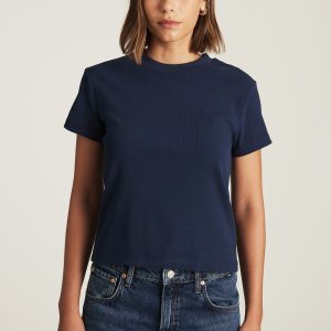 LAYLA RIBBED BABY T-SHIRT IN DRESS BLUES