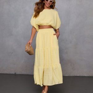 Liena Tiered Gauze Midi Skirt