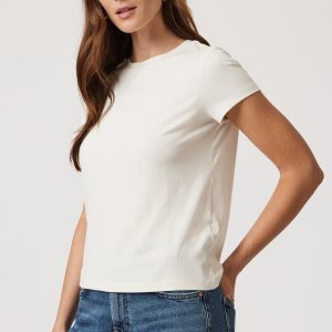 LUXE TOUCH TENCEL™ RIBBED T-SHIRT IN COCONUT MILK