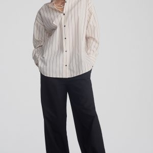 LONG SLEEVE BUTTON-UP SHIRT IN ANTRASIT STRIPE