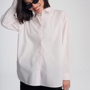 LONG SLEEVE BUTTON-UP SHIRT IN SHRINKING VIOLET