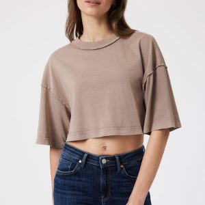 DROP SHOULDER CROPPED T-SHIRT IN MOON ROCK