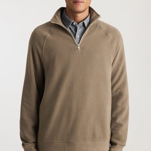 HALF ZIP SWEATSHIRT IN WALNUT